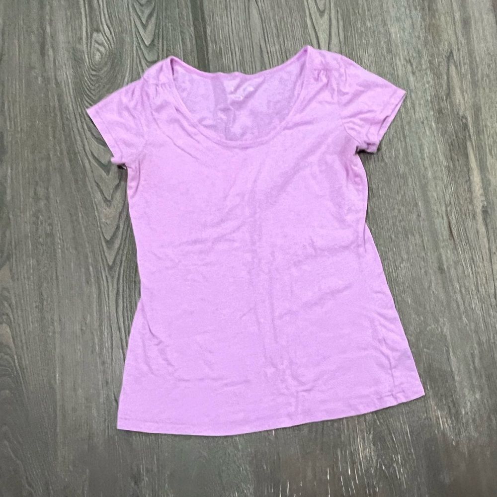 Maurices Tee Shirt Cap Sleeve Scoop Neck Cotton Blend Pullover Purple Medium